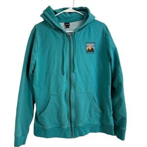 Patagonia Teal Hoodie with Chest Logo Tag